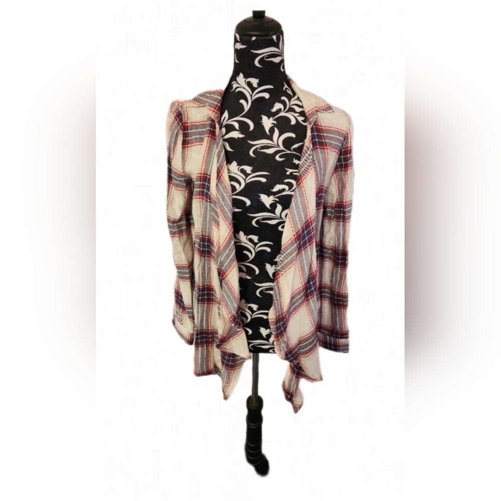 Cupids Diary Plaid Flannel & Lace Back Duster Sz Small